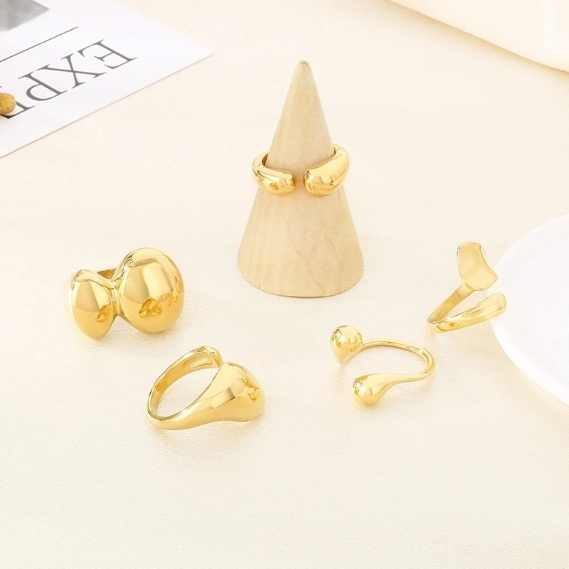 Vintage Style Geometric 304 Stainless Steel 18K Gold Plated Rings