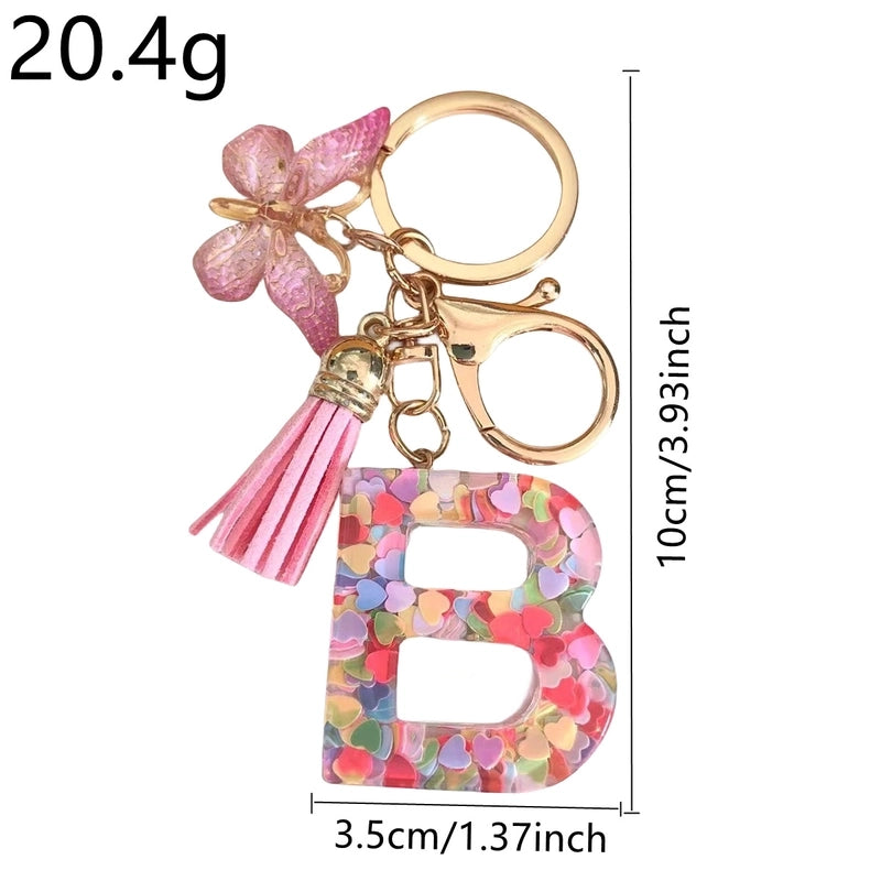 Classic Style Commute Letter Butterfly Resin Unisex Bag Pendant Keychain