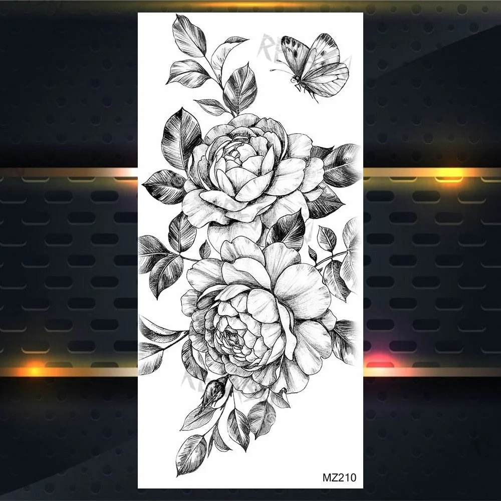 Purple Rose Jewelry Water Transfer Tattoo Stickers Women Body Chest Art Temporary Tattoo Girl Waist Bracelet Flash Tatoos Flower