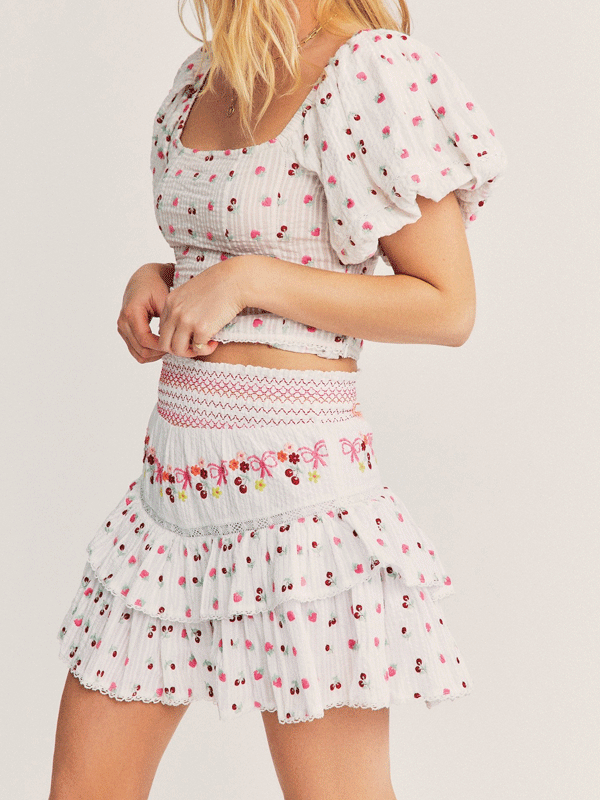 Puff sleeve printing suit