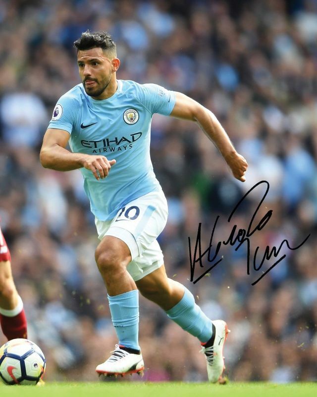 Sergio Aguero - Manchester City Autograph Signed Photo Poster painting Print