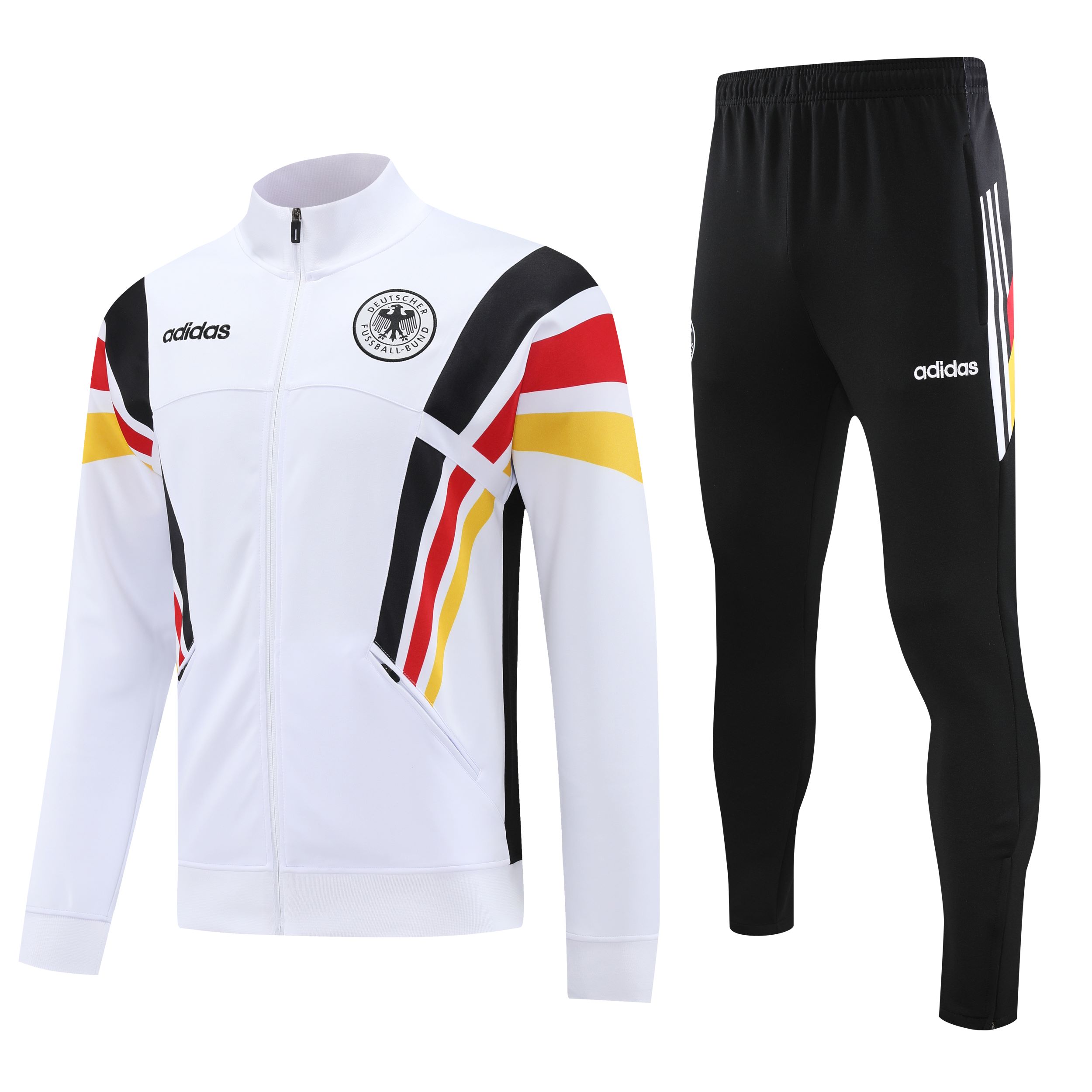 Germany 2024 Jacket Training Tracksuit - White With Yellow, Red And Black Stripe