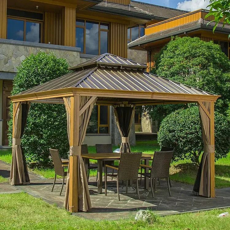 🔥kukelife🔥Docenin™Hardtop Gazebo Wood-Looking