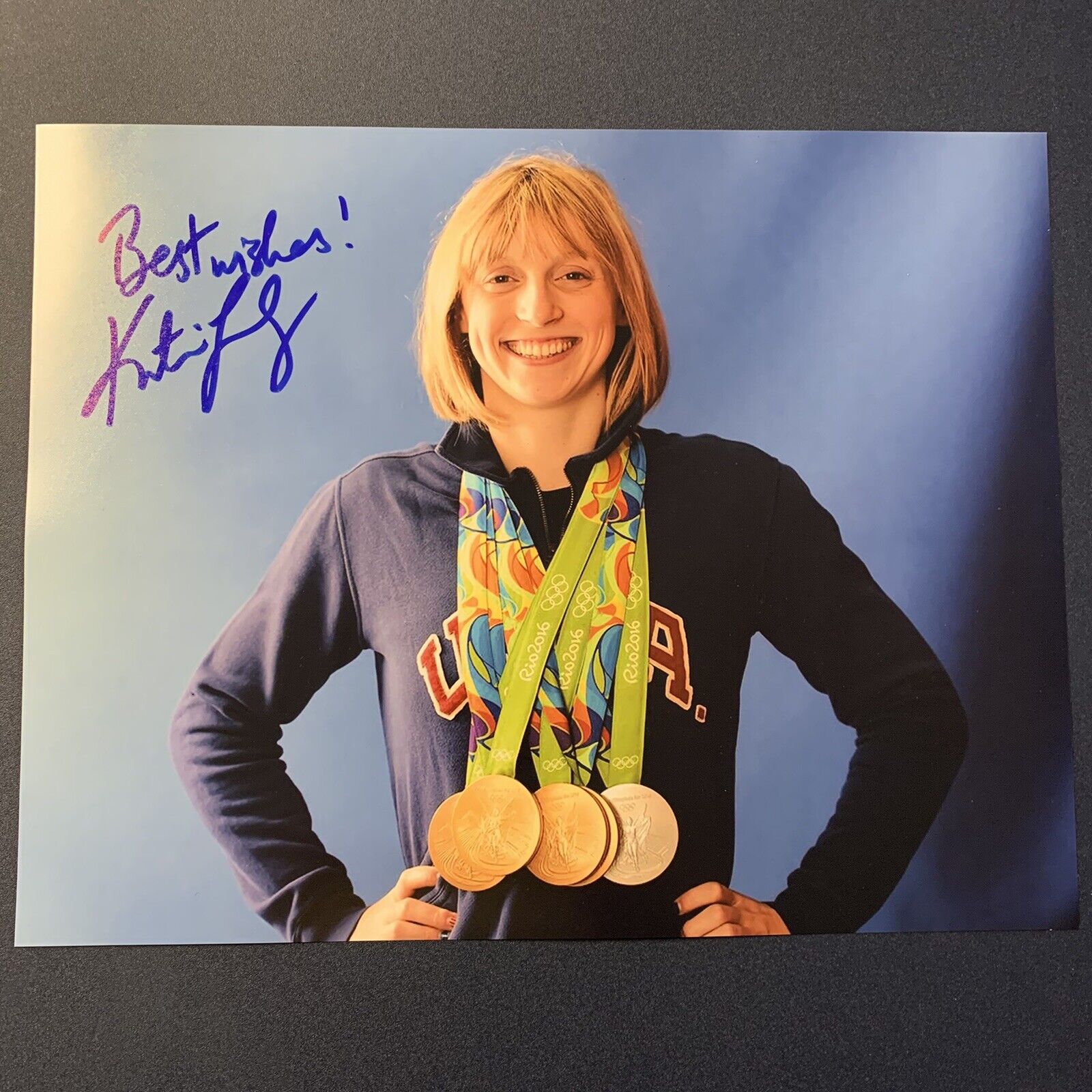 KATIE LEDECKY HAND SIGNED 11x14 Photo Poster painting USA OLYMPICS SWIMMING AUTOGRAPHED RARE COA