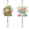 2pcs Cacti and Succulents DIY Acrylic Diamond Painting Wind Chime for Adult 5D Diamond Painting Suncatcher with Crystal Pendant Double Sided Hanging Diamonds Art Paint Ornament Gift for Home