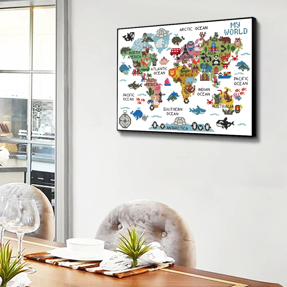 14CT Counted Cross Stitch - Animal Worl(Canvas|40*53CM)