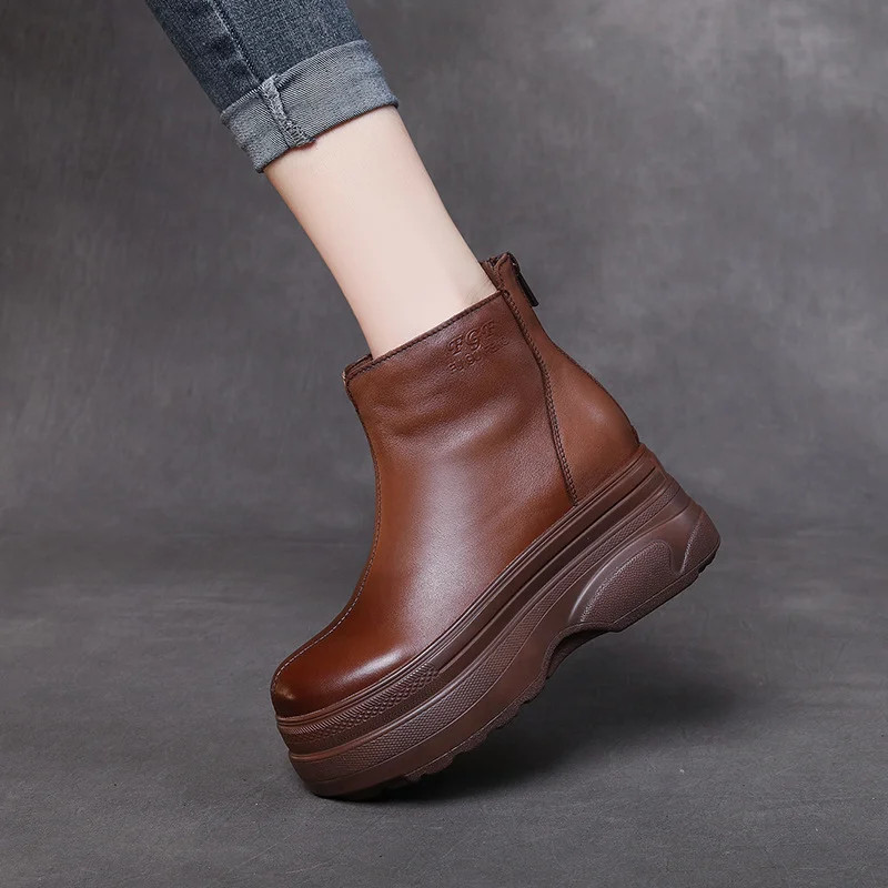 Yyvonne The Number Of Children In Thin Boots In Autumn And Winter Krainian Pine Cake Bottoms Leather Short Leather Short Boots Fashion Boots High And Super High Heels