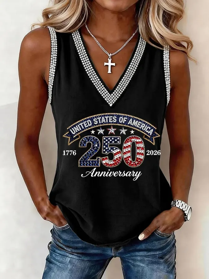 Women's 250th America Print Casual Tank Top 