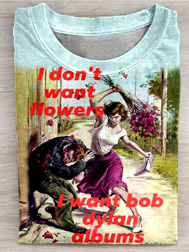 Teecade Teecade I Don't Wan't Flowers I Want Bob Dylan Albums T-shirt