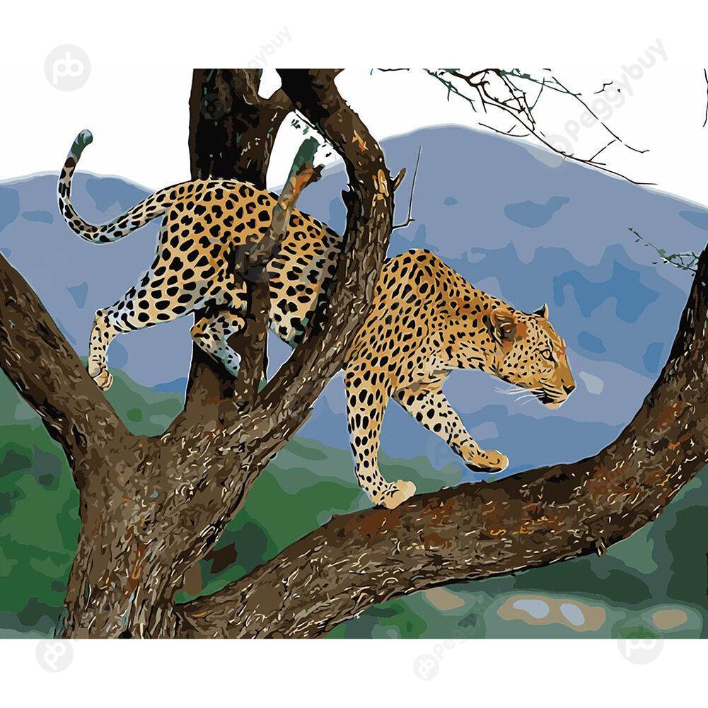 

40*50CM Paint By Numbers-Leopard on the Tree, 501 Original