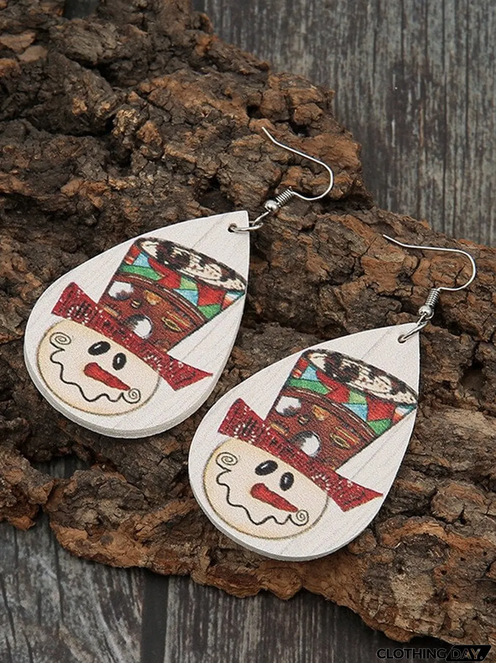 Water Drop Snowman Leather Earrings