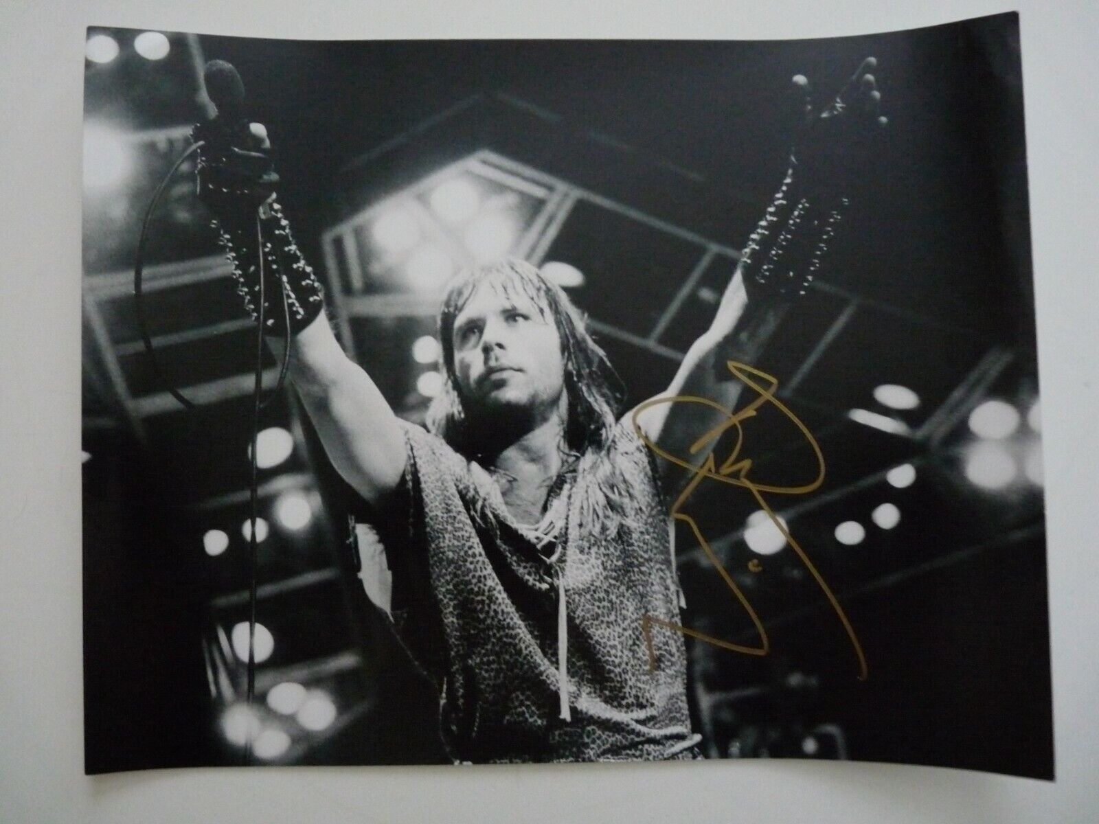 Bruce Dickinson Iron Maiden Signed Live B&W 11x14 Photo Poster painting Beckett Certified #1