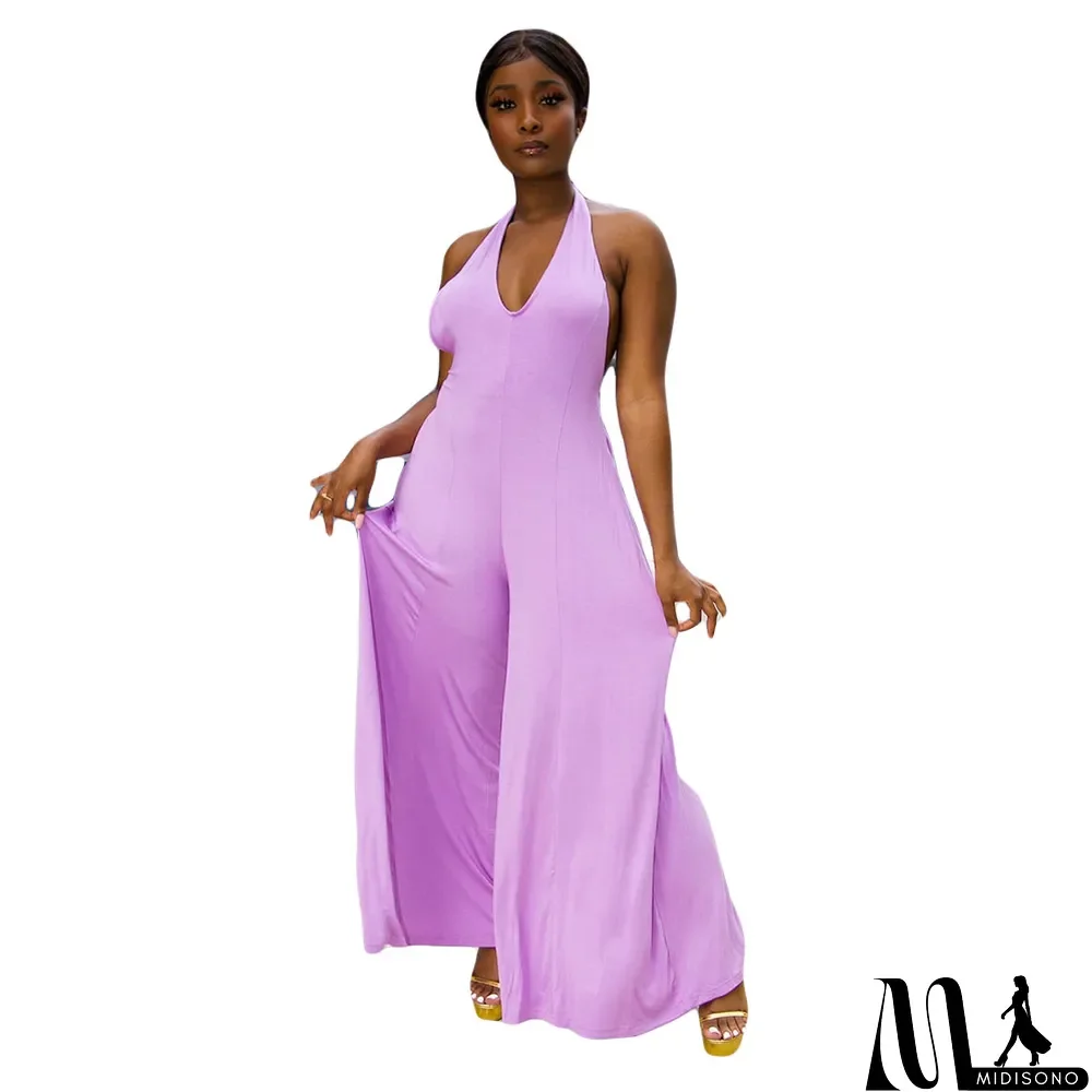 MidiSono - Women Summer Sexy Loose Sleeveless Backless Jumpsuit