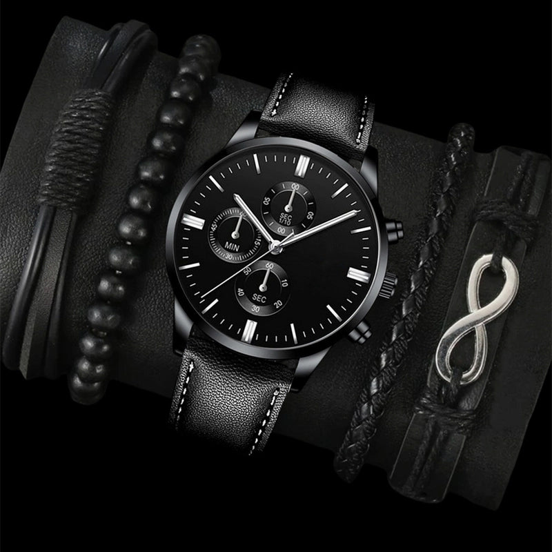 New Men’s Leisure Fashion Suit Trend Sports Men’s Belt Wrist Watch Watch Business