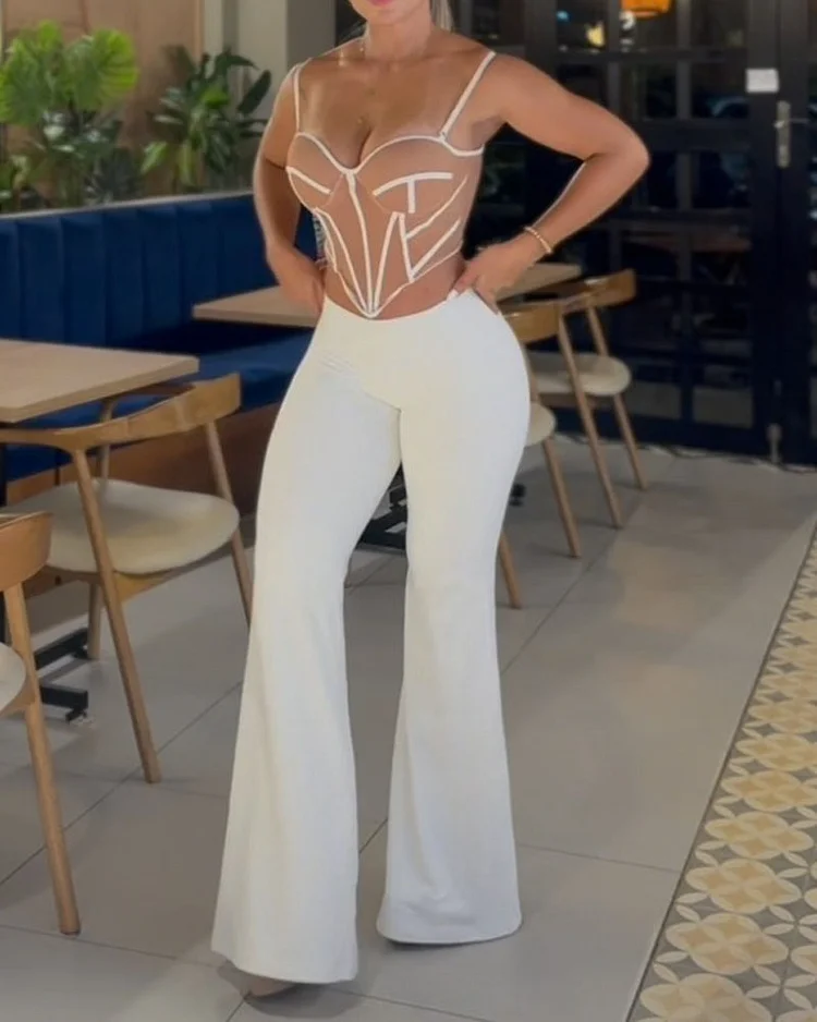 Women's contrasting vest two-piece set