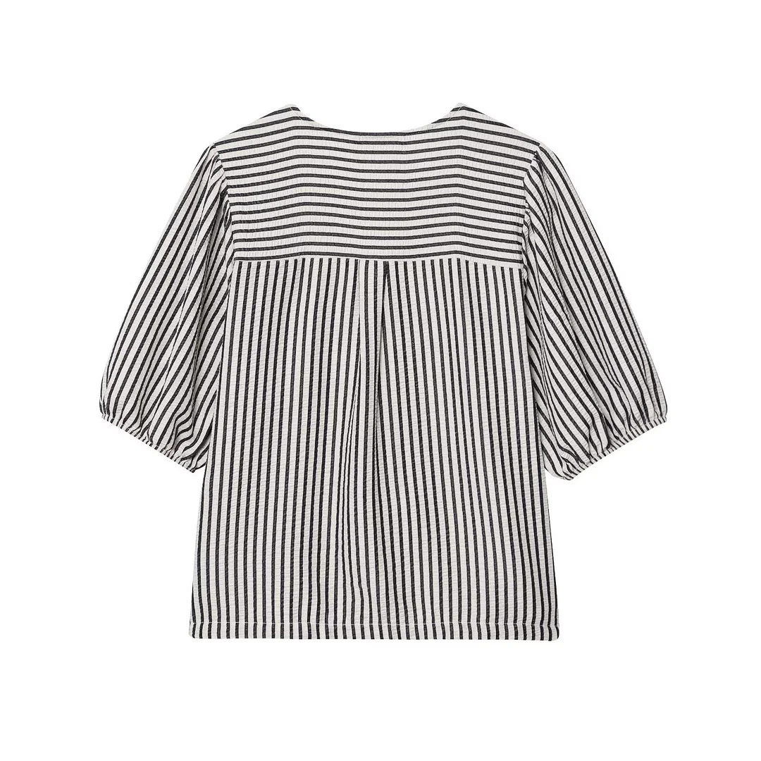 Nigikala Nigikala Spring New Women's Street Fashion Cotton Bow Tie With Striped Hoodie 1165057