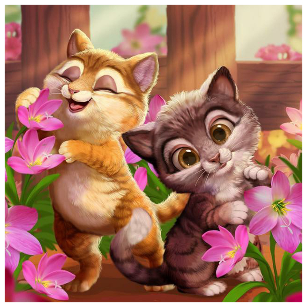 

Two Cat - Round/Square Drill Diamond Painting - 30*30CM, Round diamond 30*30cm, 501 Original