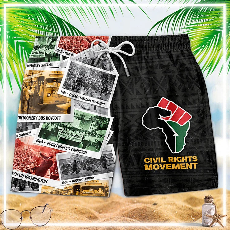 Civil Rights Movement Postcard Style Summer Beach Shorts