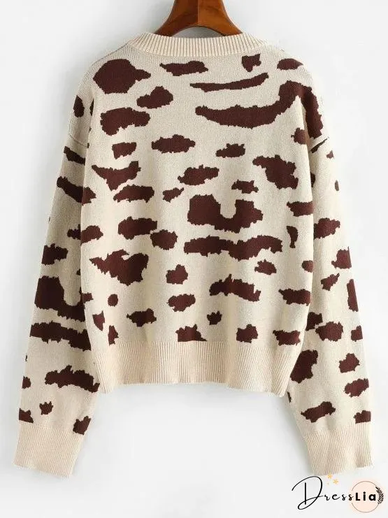 Leopard Animal Print Drop Shoulder Sweater