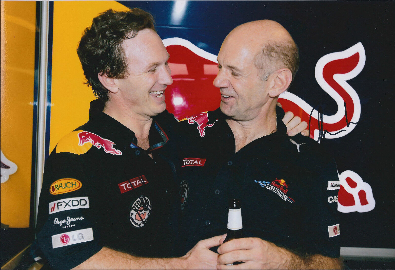 Christian HORNER & Adrian NEWEY Victory SIGNED AUTOGRAPH 12x8 Photo Poster painting AFTAL COA