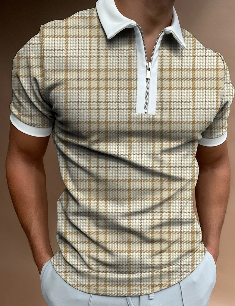 Plaid Texture Houndstooth Polo Shirt