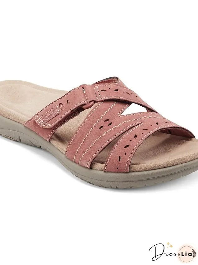Women's Sandals Slippers Boho Bohemia Beach Flat Sandals Outdoor Slippers Daily Beach Wedge Heel Classic Casual Pu