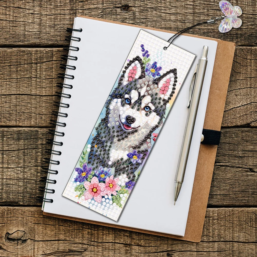 3Pcs DIY Dog Flower Special Shape DIY Diamond Painting Bookmarks Kits