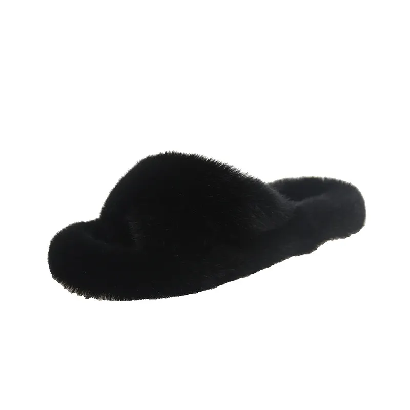 Breakj Breakj Slippers Women Wear Net Red Code 2025 New Autumn And Winter Warm Wear Cross Fur Slippers