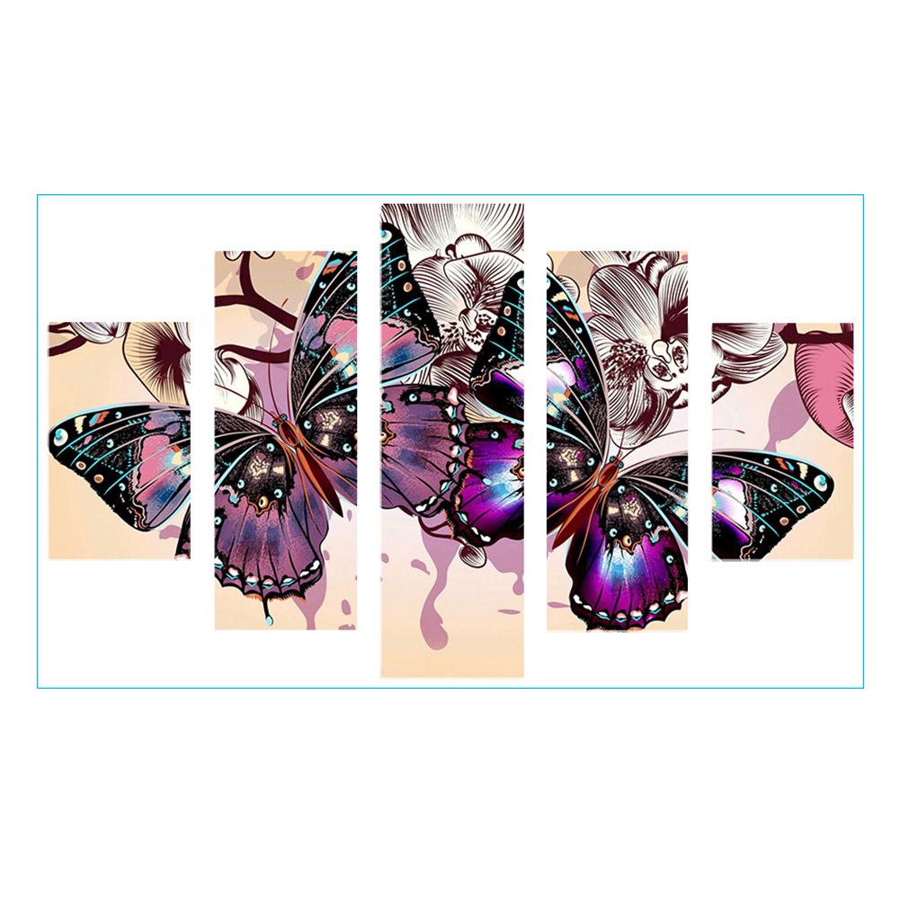 

95*45CM - Multi-picture Round Drill Diamond Painting - 5pcs Butterfly, 501 Original