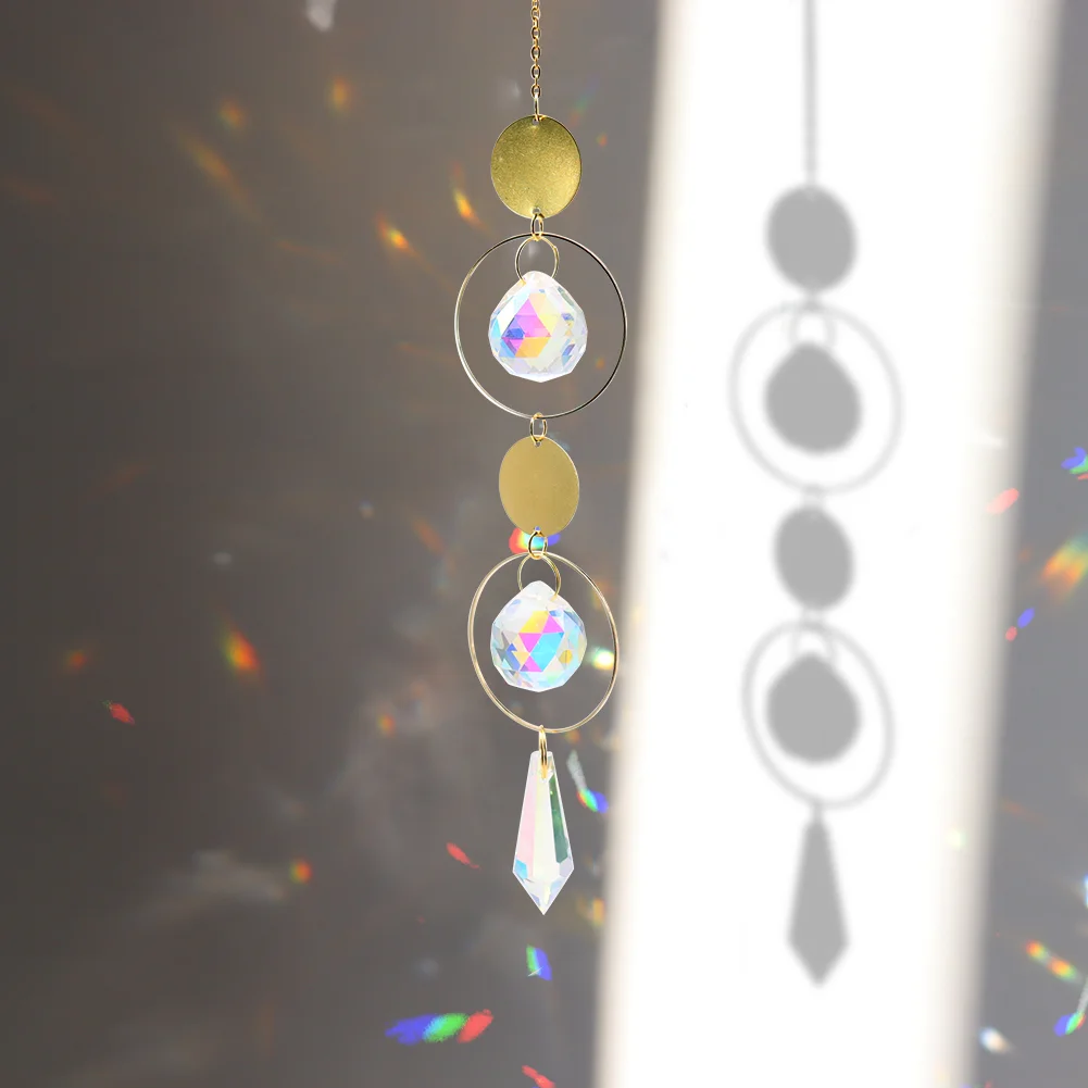 Moon Sun Ball Crystal Suncatcher Hanging Metal Pendant Garden Decor (21)