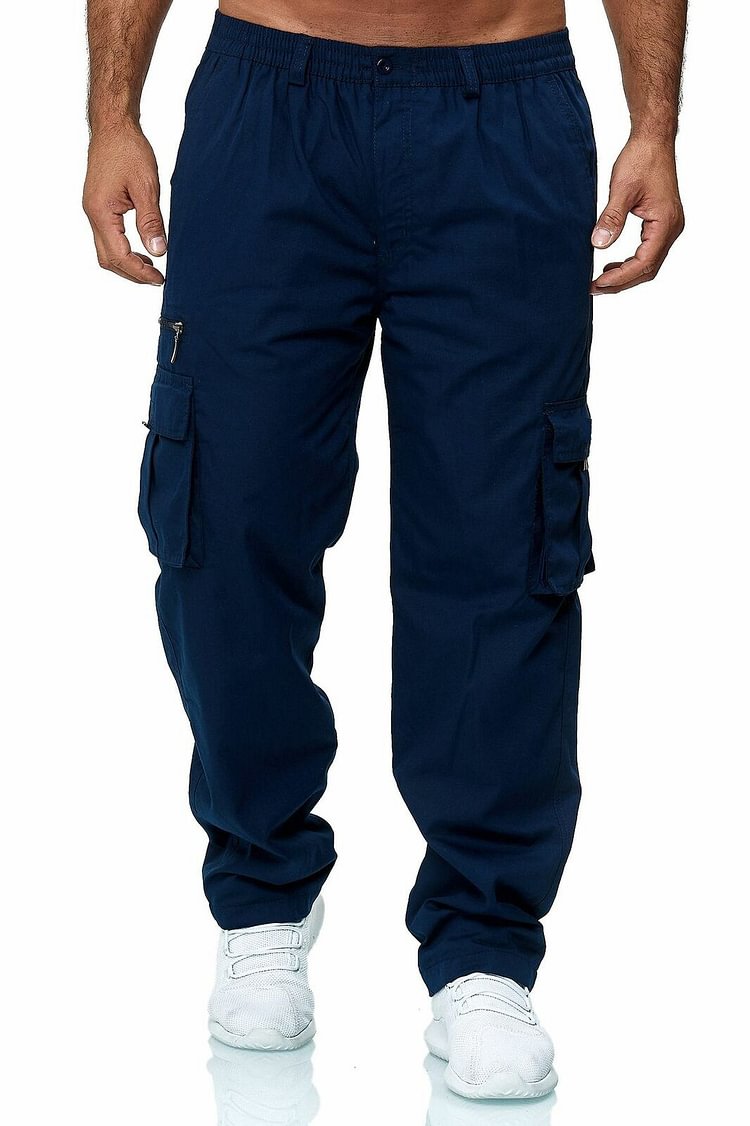 Men's Solid Color Big Pockets Cargo Pants