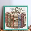 Books Pumpkin Landscape Full 14CT DIY Stamped Cross Stitch Kits 15.75x15.75inch Embroidery Needlepoint Starter Kits Cross Stitch Art and Crafts Kits for Beginners Adults Home Decor