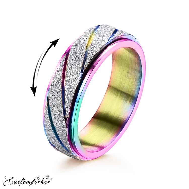 Colorful Frosted Oblique Line Rotatable Ring