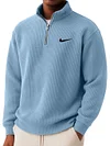 Men's Loose Casual Waffle Stand Collar Half Zip Sweatshirt