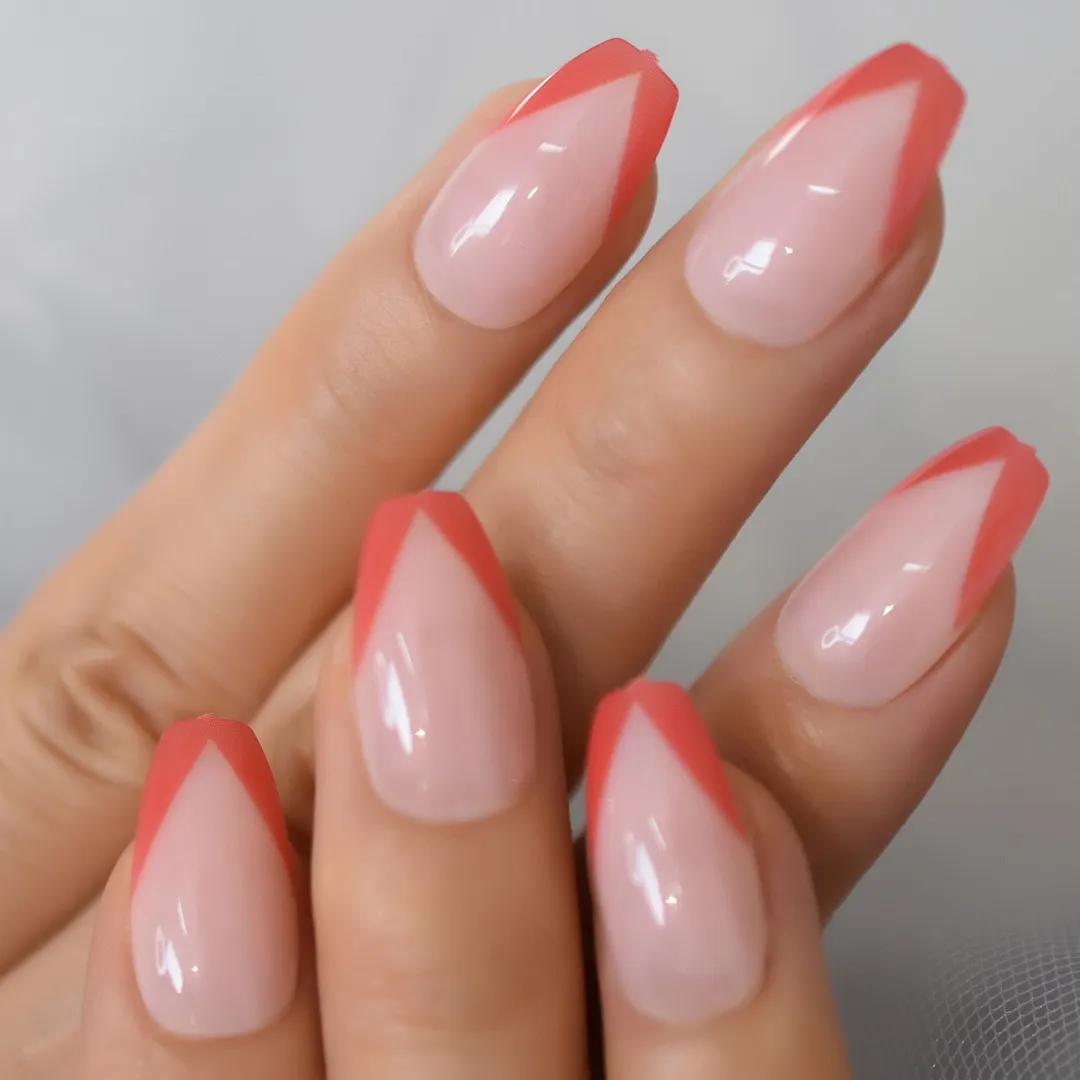 Beige Gradient French Manicure Tips Gorgeous and Classy Natural Fake Nails Faded Nails Designed-Nail Inspo