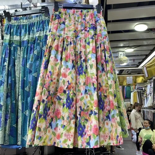 Oocharger A-line Print Faldas Floral High Waist Vintage Spring Summer Women Skirts Pleated High Waist Sweet Long Skirt
