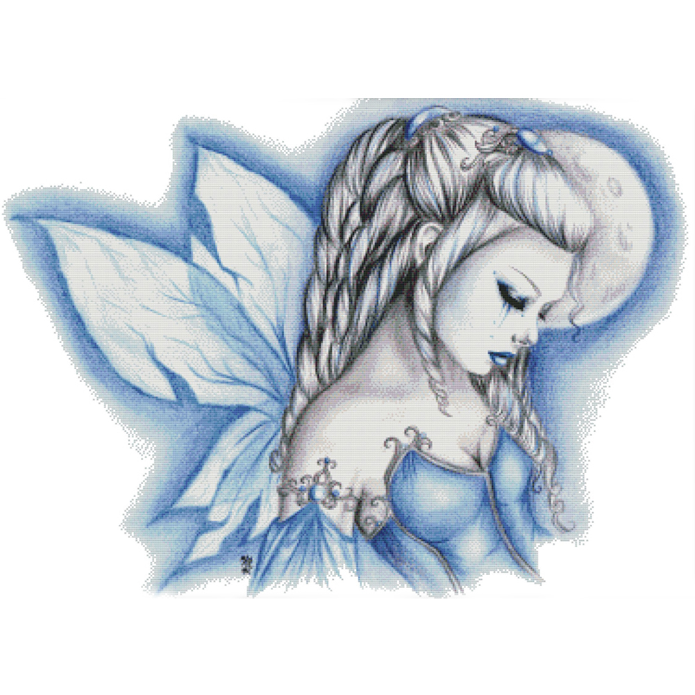 

Blue Fairy - 14CT Stamped Cross Stitch - 81*60CM, 501 Original