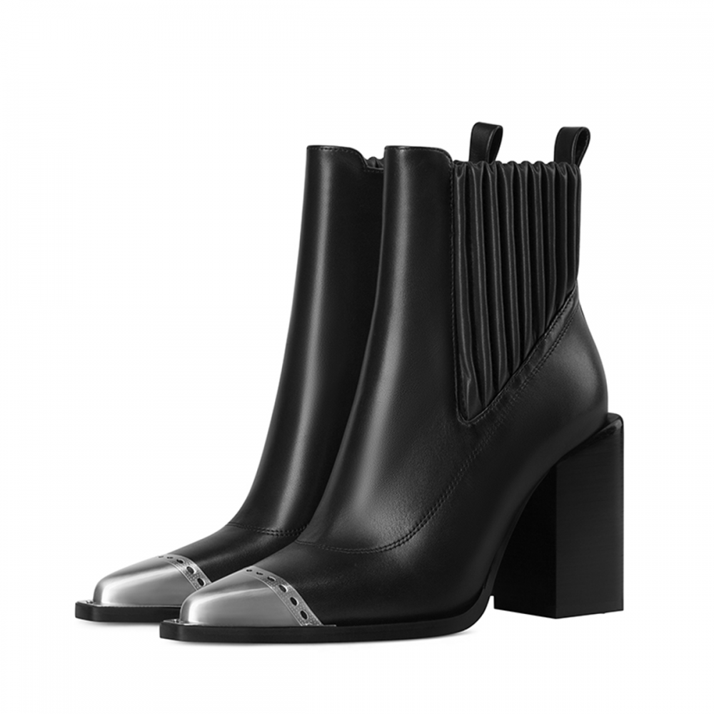 Splicing Pointy Toe Block Heel Boots Nicepairs