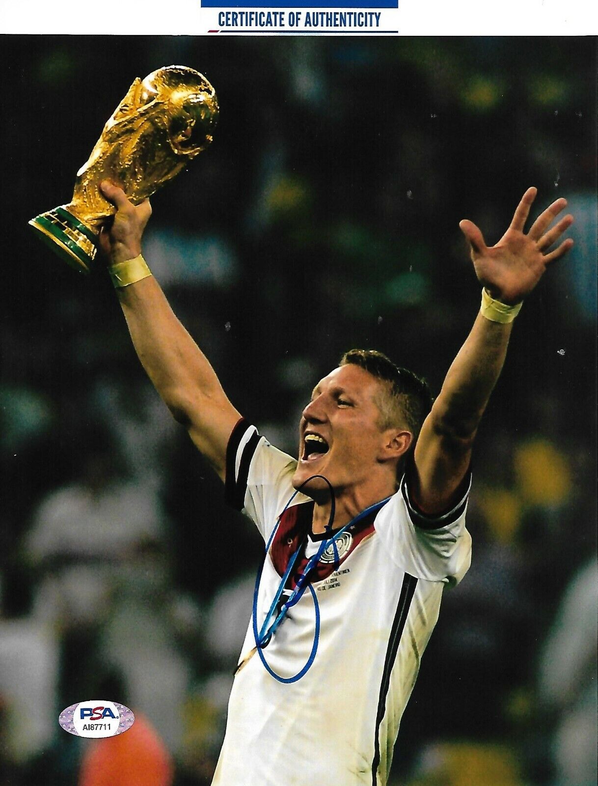 BASTIAN SCHWEINSTEIGER signed auto GERMANY 8x10 Photo Poster painting w/ COA PROOF PSA AI87711