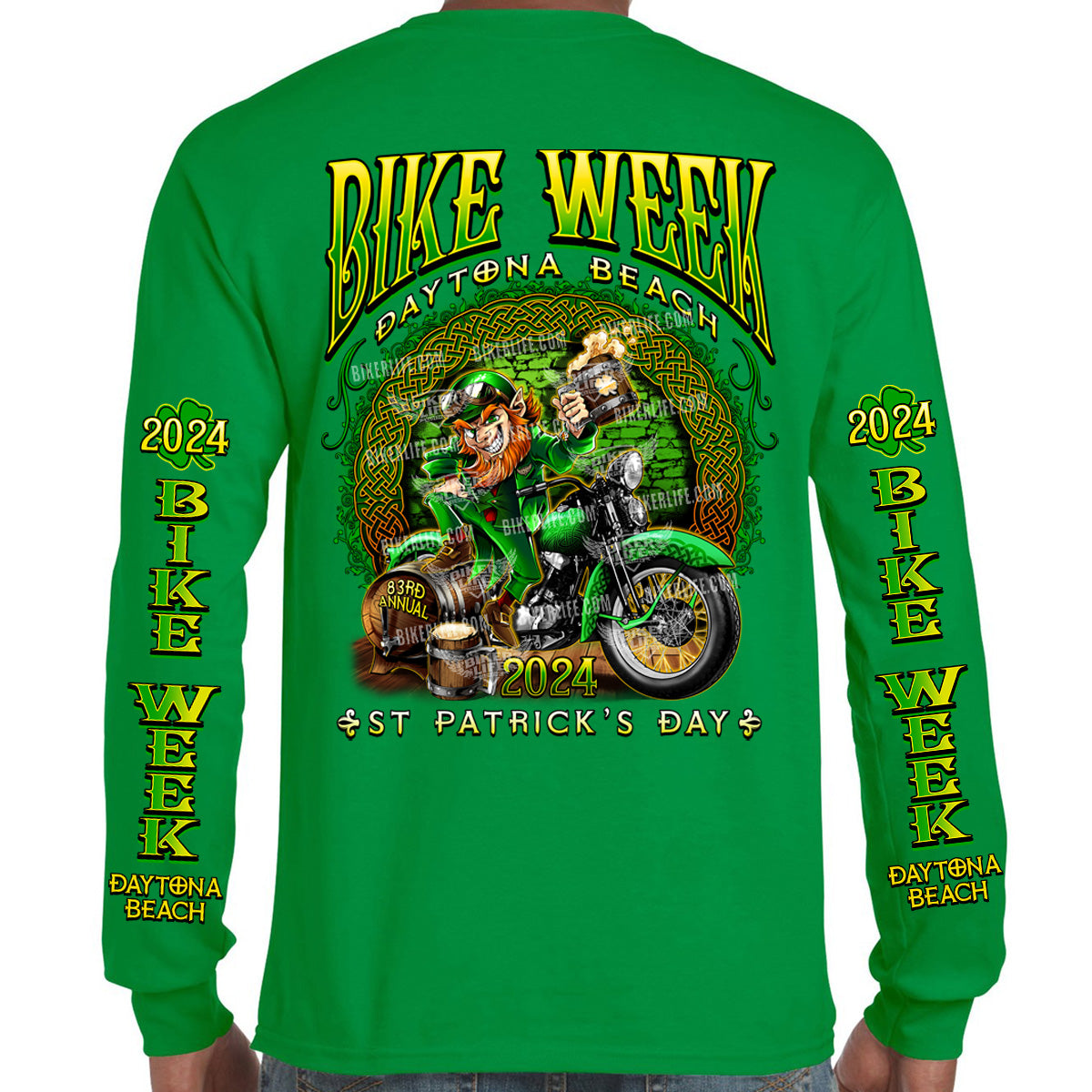 2024 Bike Week Daytona Beach St. Paddy's Celtic Leprechaun Long Sleeve