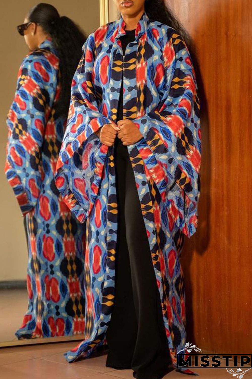 Blue Fashion Casual Print Patchwork Straight Dresses