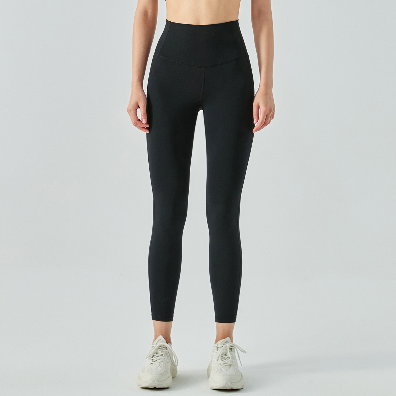 Hergymclothing Black women's high rise breathable moisture wicking spandex eco friendly workout yoga pants sports leggings for sale