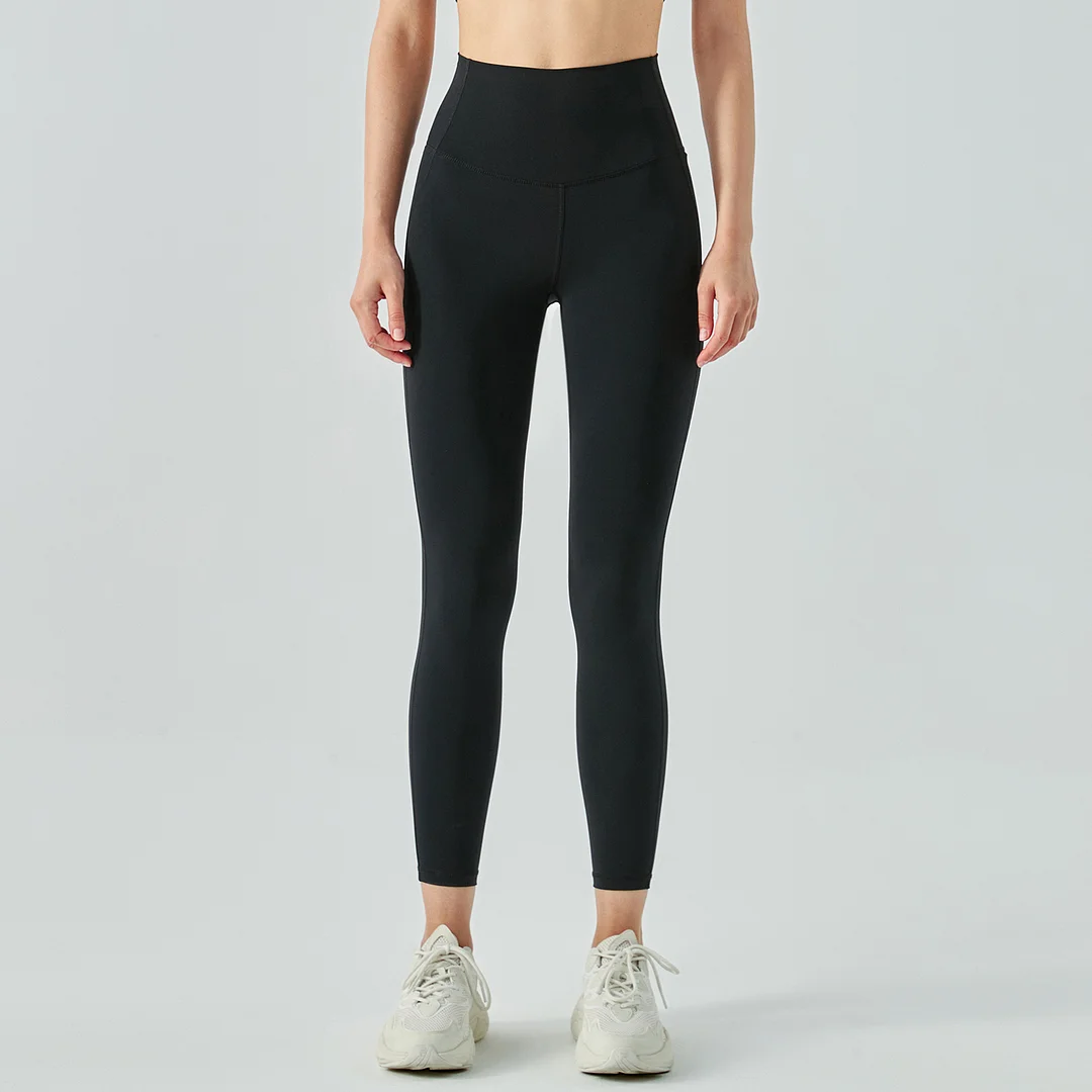 Hergymclothing Black women's high rise breathable moisture wicking spandex eco friendly workout yoga pants sports leggings for sale