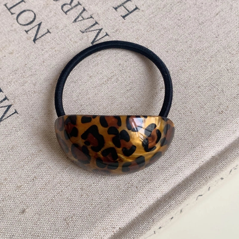 Retro Women’s Flower Bow Knot Leopard Acetic Acid Sheets Inlay Rhinestones Hair Tie