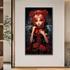 (40*70cm)Red Hair Rose Girl - Round AB Drill Diamond Painting