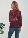 Elegant Floral Lace Cardigan - 3/4 Sleeve, Sheer, Open Front Design - Versatile for Casual or Evening Wear, Women's Fashion Top