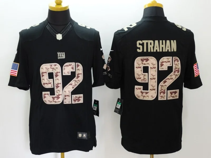 Men's New York Giants Michael Strahan #92 Black Game Player Jersey