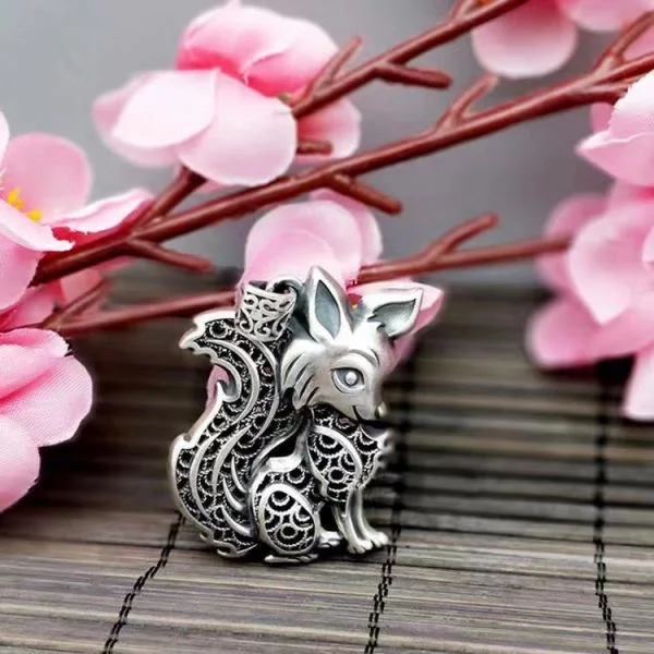 Sterling Silver Lovely Fox Pendant Necklace