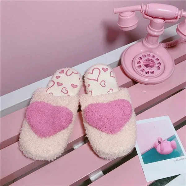 Pink/Blue/Purple Fluffy Hearts Slippers SP1711310