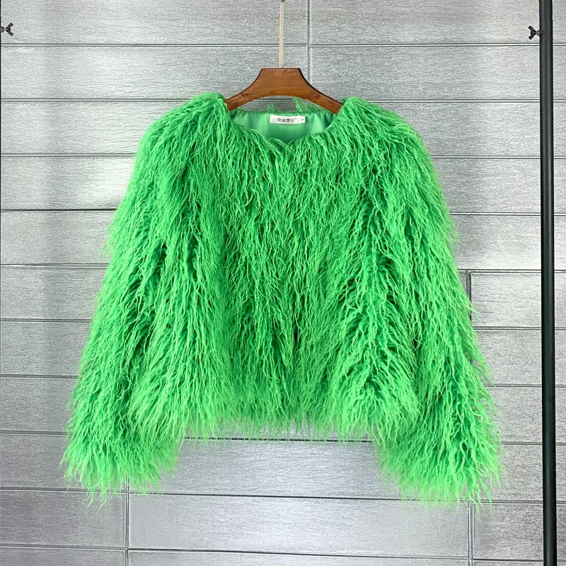 Brownm Fur Faux Korean Style Solid Color Tan Coats